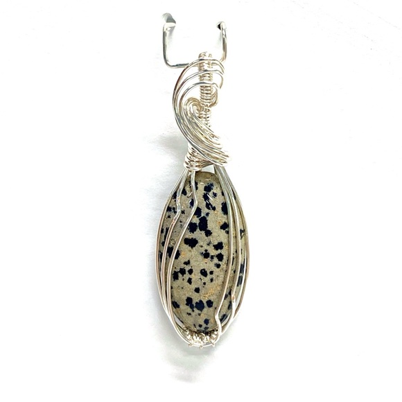HANDMADE Dalmatian Jasper Hand Wrapped Statement Pendant, Artisan Jewelry - Picture 4 of 10
